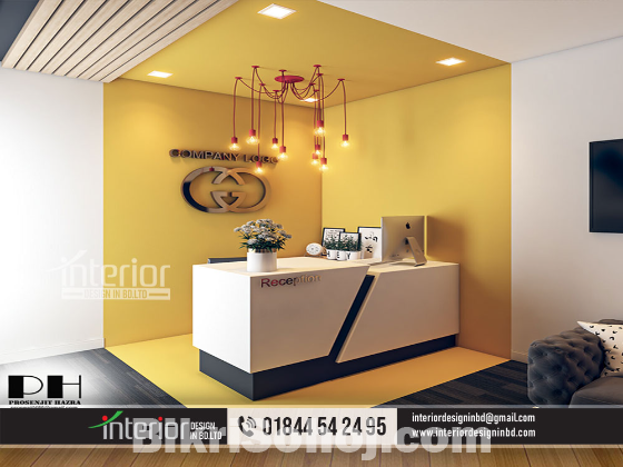 The reception design of an office or an institute